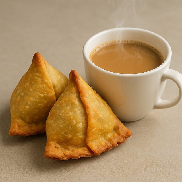 Two Samosa + Hot Chai.